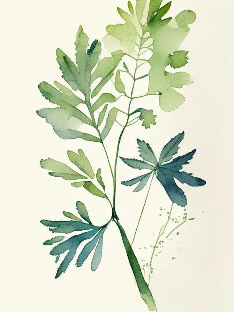 Lovage Herb Minimalist Watercolour