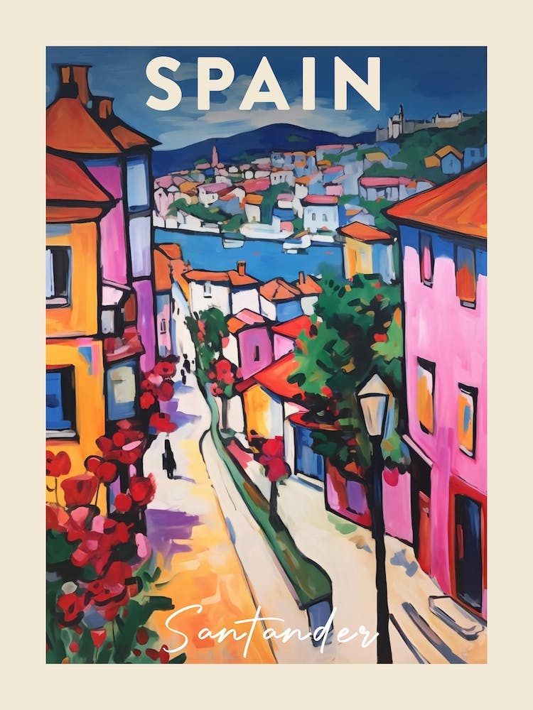 Santander Spain 1 Fauvist Painting Travel Poster