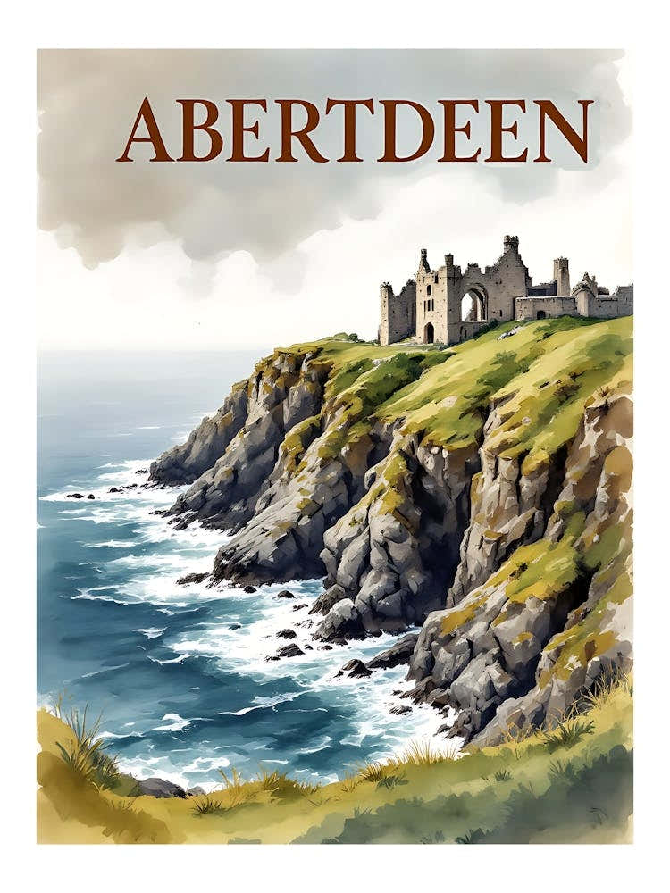 Aberdeen Watercolor Vintage Travel V 05