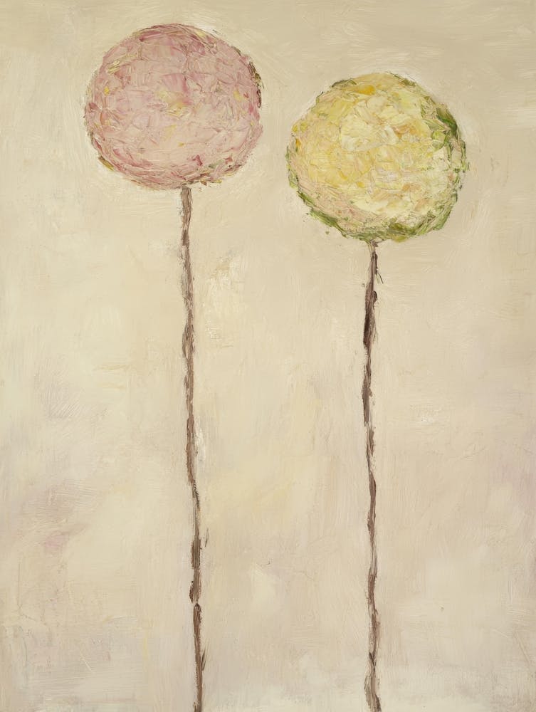Deux Fleurs Roses et Jaunes