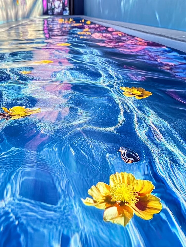Pool With Yellow Flowers Art
