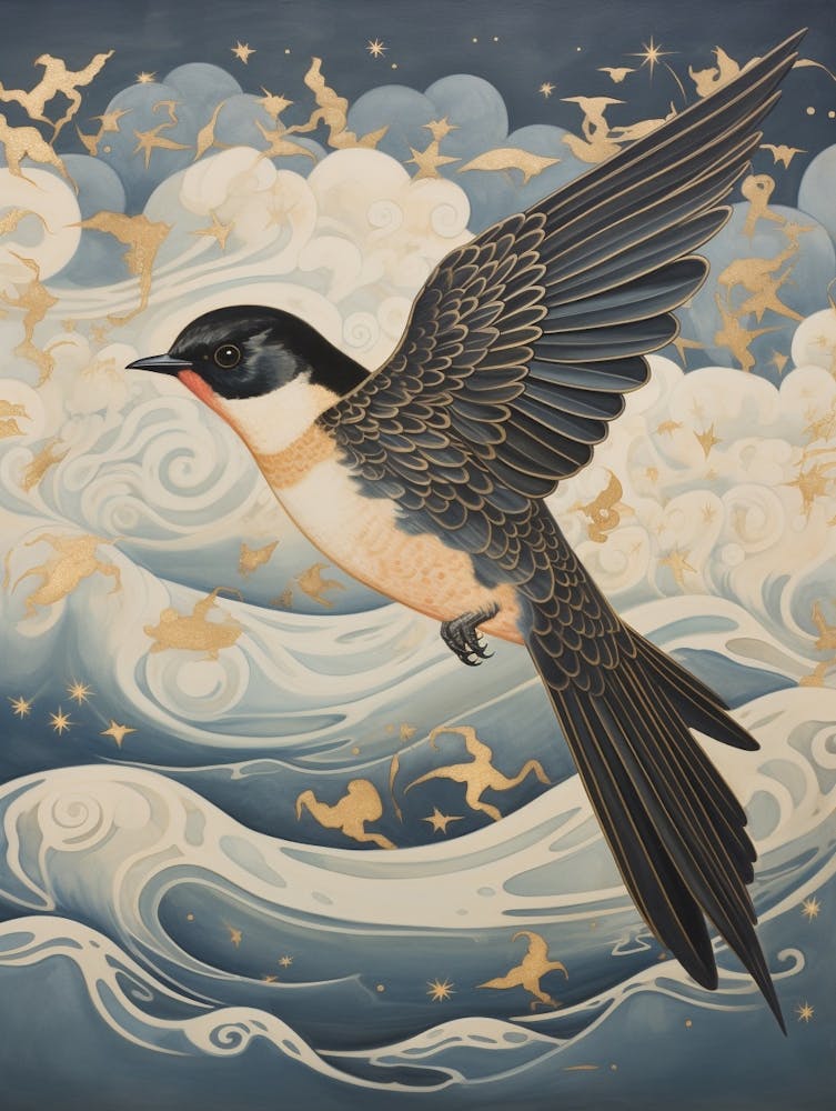 Barn Swallow 2 Gold Detail Painting