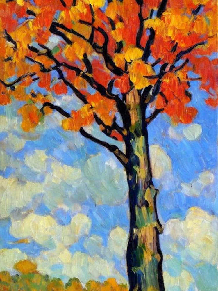 Largetooth Aspen tree Abstract Block Colour