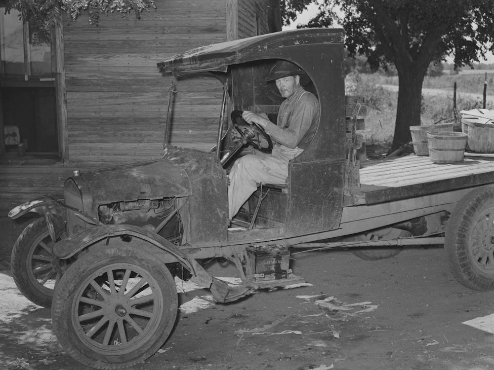 Tenant Farmer In Truck After Returning From Market In Muskogee, Oklahoma By Russell Lee