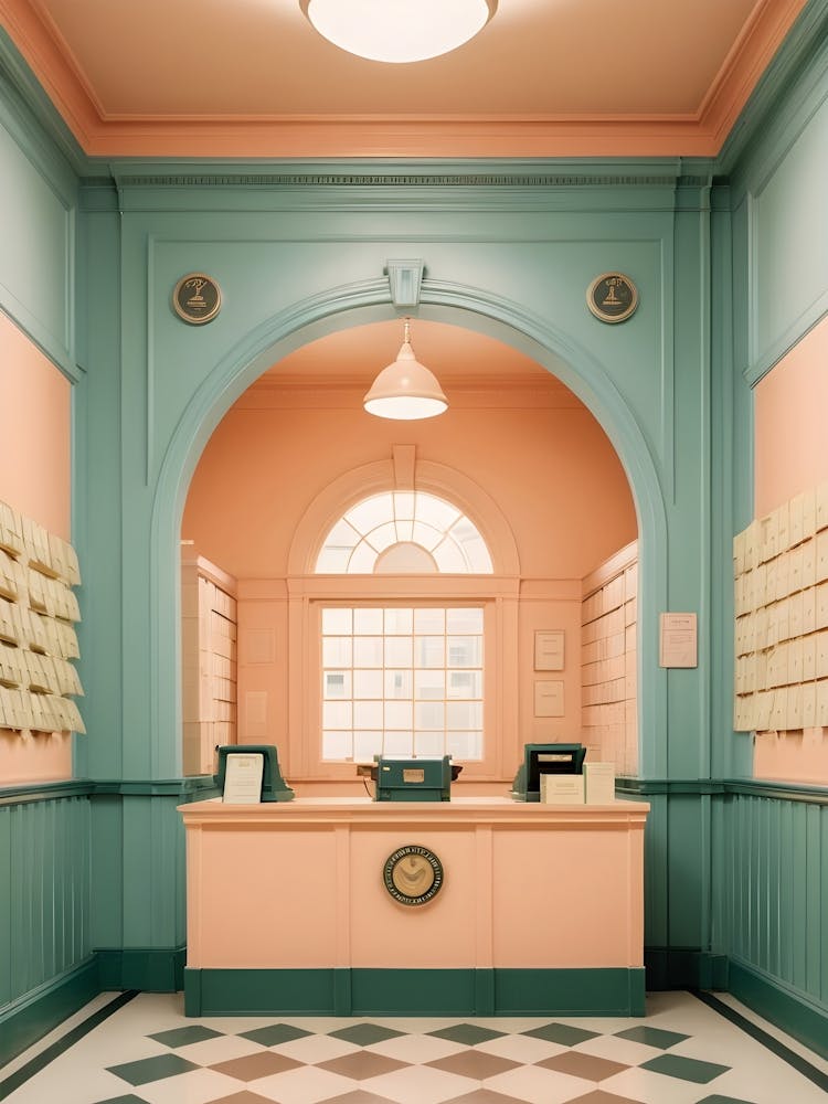 Photographie de Bureau de Poste Rétro Style Wes Anderson