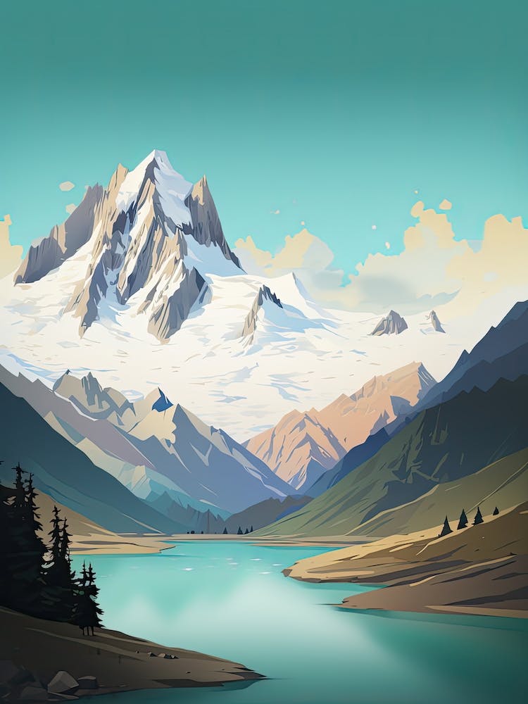 Chamonix Mont Blanc   France, Ski Resort Illustration 1 Simple Style