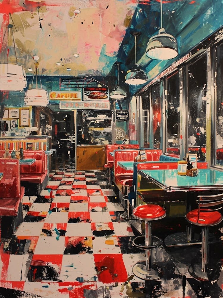 Kitsch Retro Diner Brushstrokes