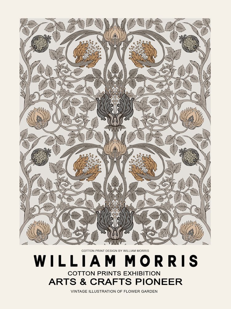 William Morris Beige Floral Poster 4