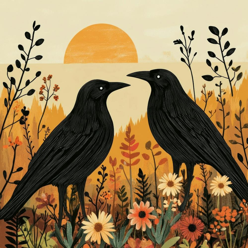 Crows In The Meadow 1