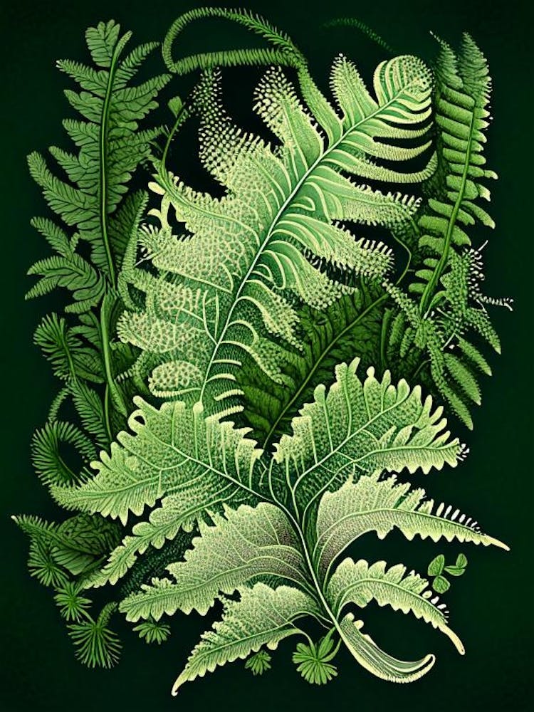 Polypody Fern Wildflower Vintage Botanical