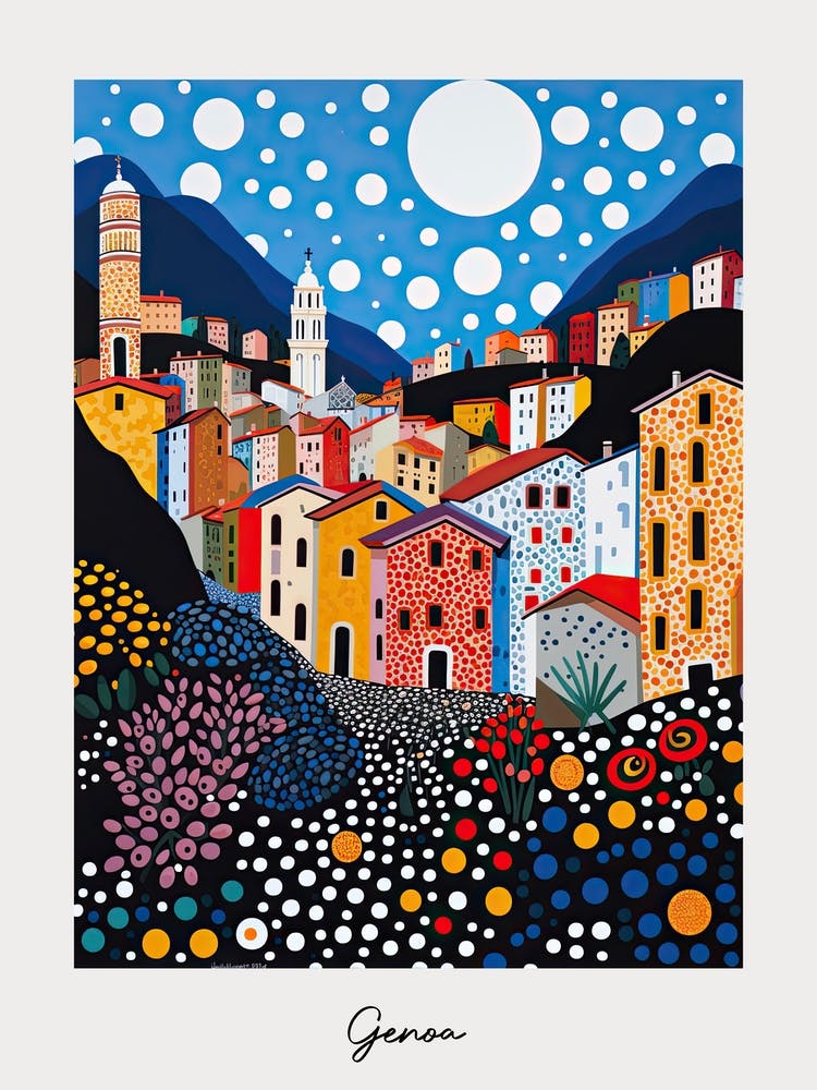 Poster von Genua, Italien, Illustration im Pop-Art-Stil 4