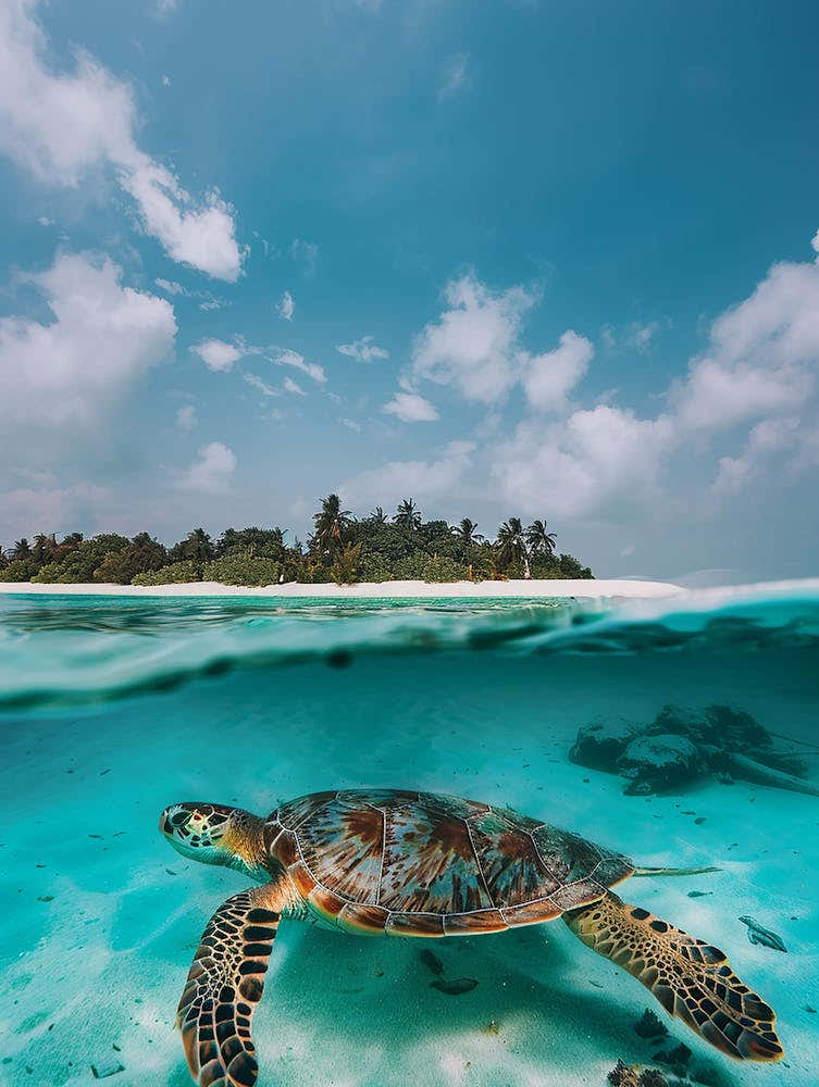 Sea Turtle In The Maldives