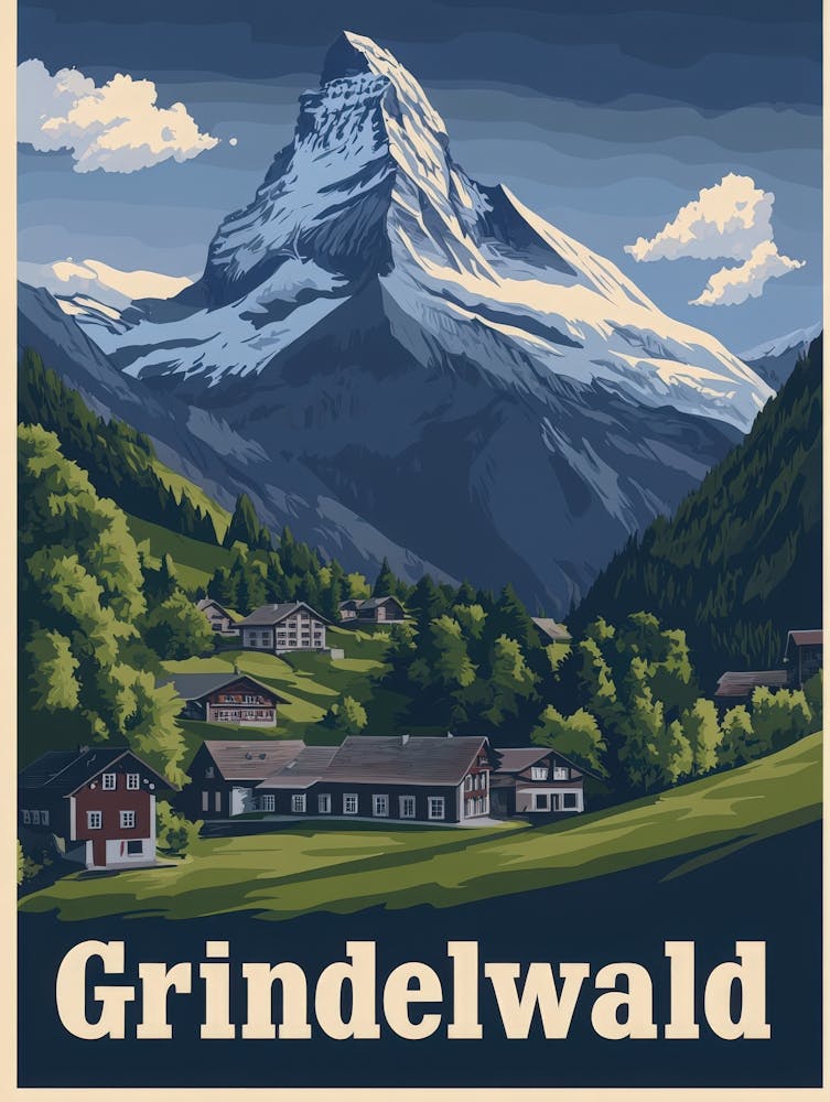 Aihrgdesign A Vintage Travel Poster Of Grindelwald Featuring 1