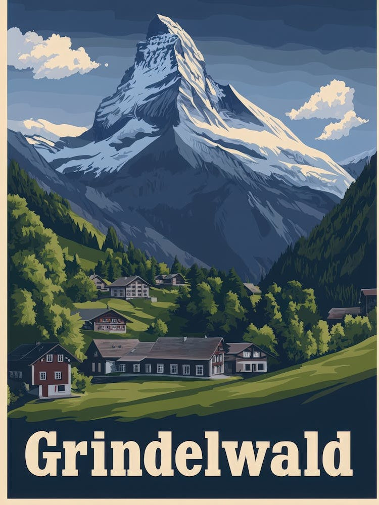 Aihrgdesign A Vintage Travel Poster Of Grindelwald Featuring