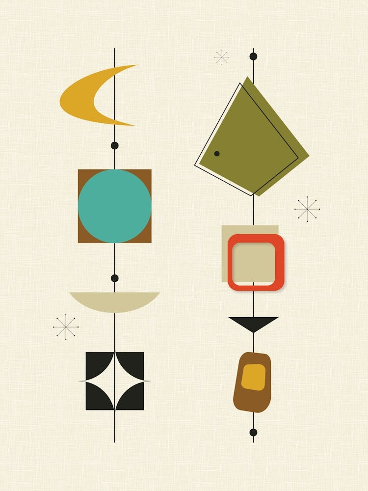 Mid Century Modern Abstract Shapes Pattern 3
