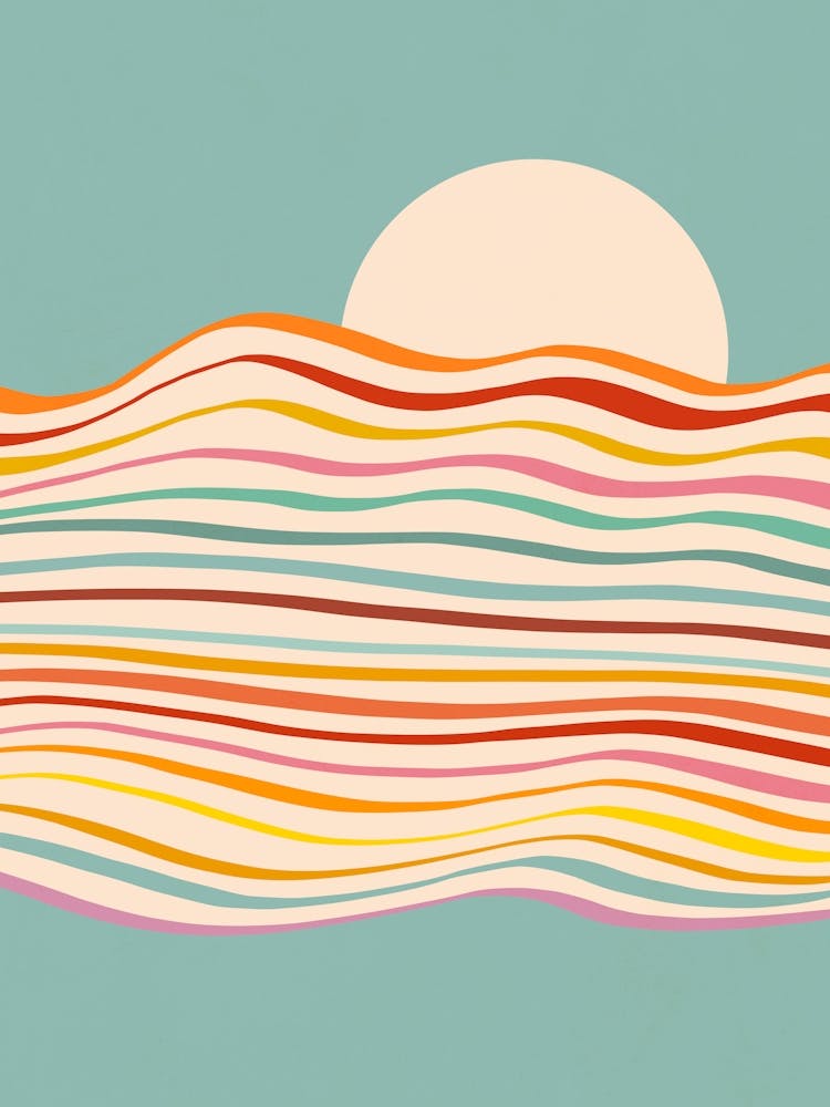 Minimal Abstract Retro Pride Sea Of Change Sunset Blue