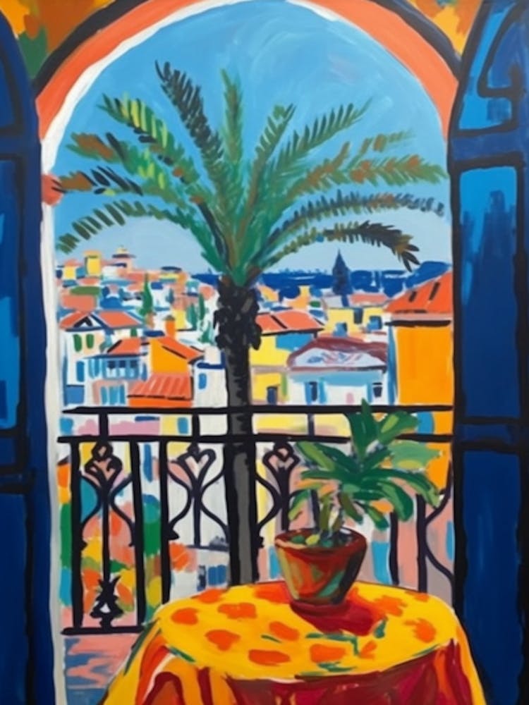 Fensterblick Auf Barcelona Im Fauvistischen Stil 1