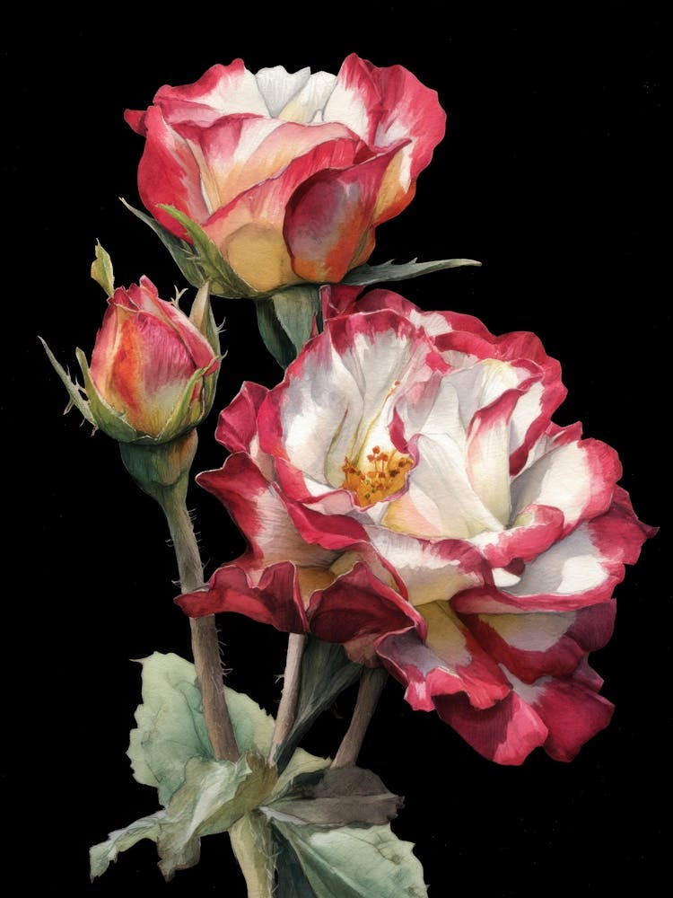 Roses On Black Background