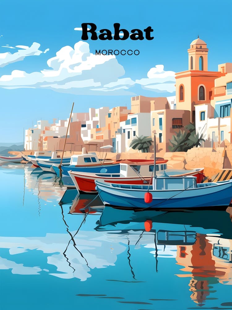 Rabat Morocco Seaside Modern Travel Illustration