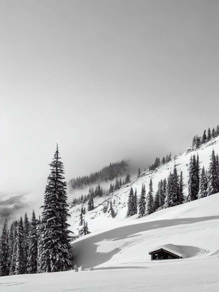 Tignes, France Black And White Skiing Poster