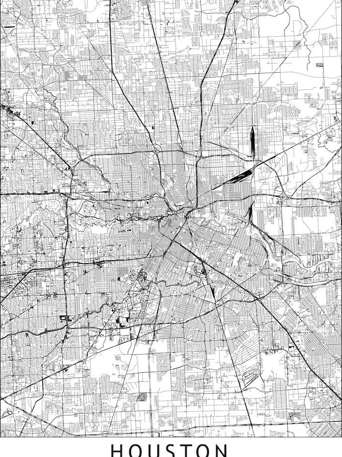 Houston White Map