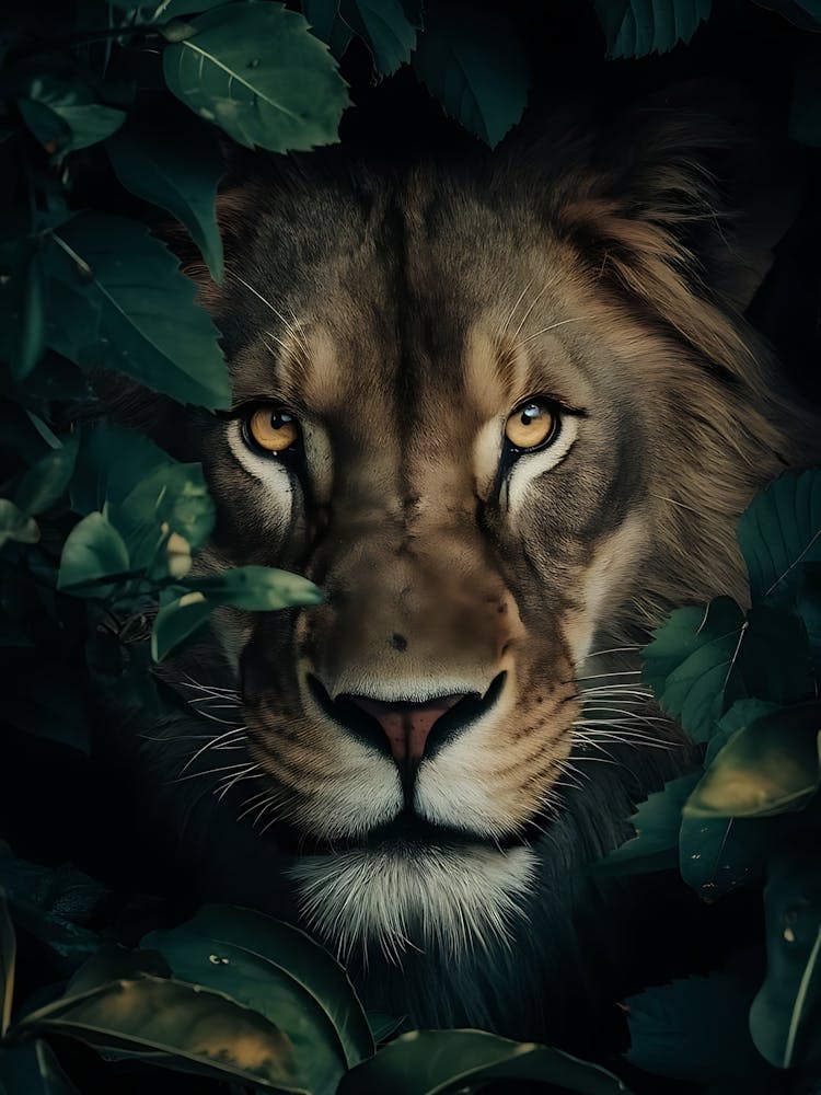 Lion In The Forest