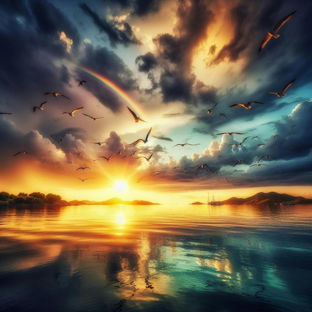 Rainbow Over The Sea