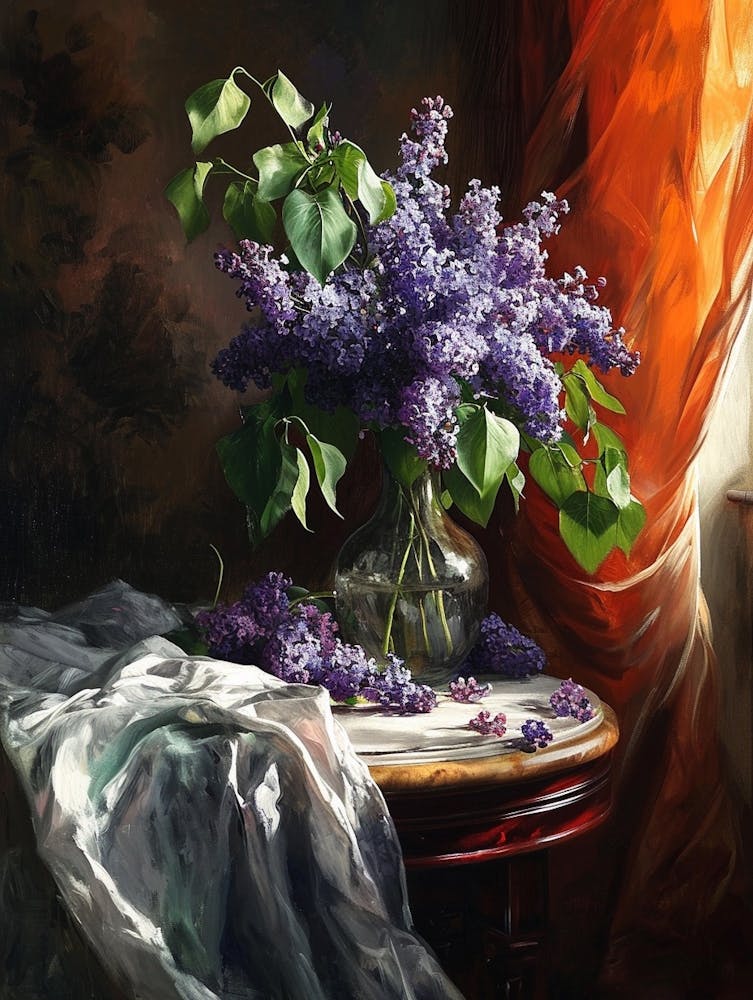 Baroque Floral Still Life Lilac 2