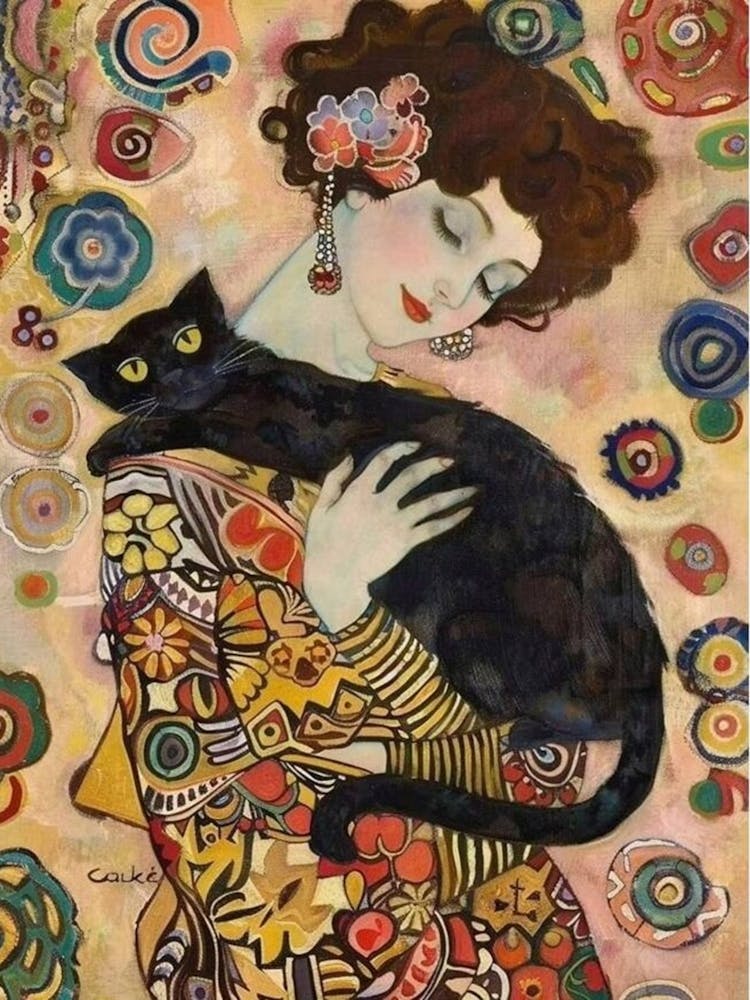 Klimt - Frau mit Katze