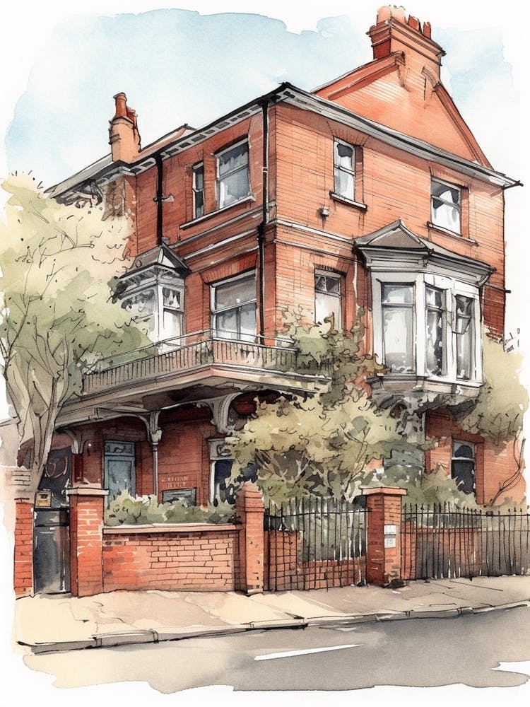 Stoke Newington London Neighborhood, Watercolour 3