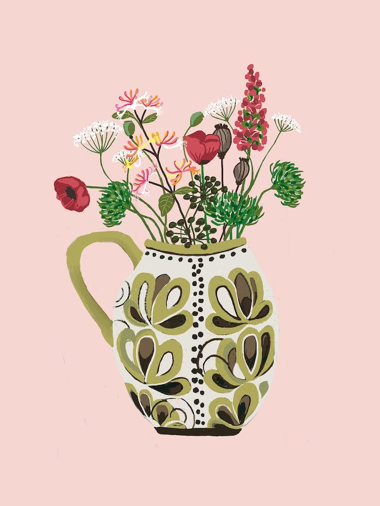 Retro Jug  and Wildflowers