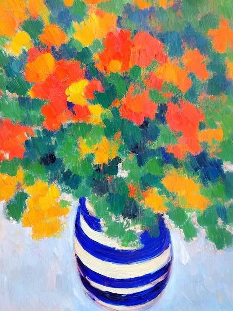 Orange Flowers In A Vase Matisse Inspired Flower