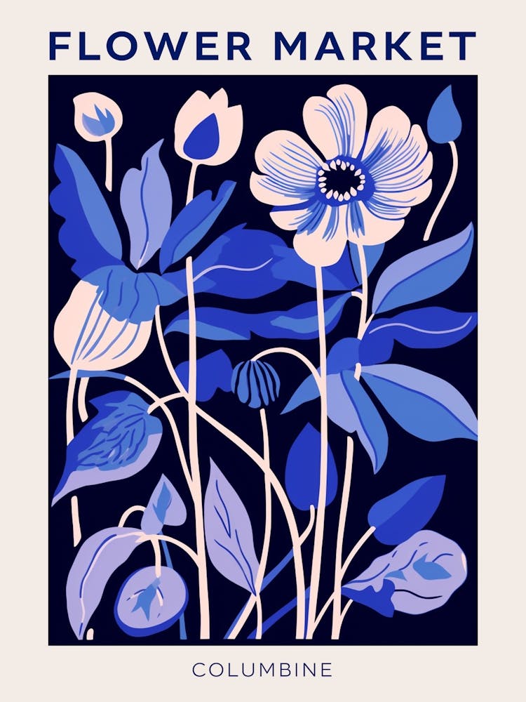 Blue Flower Market Poster Columbine 4