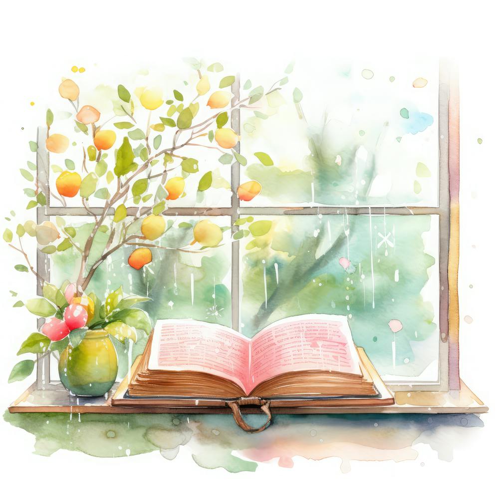 Watercolor Book On The Window Sill