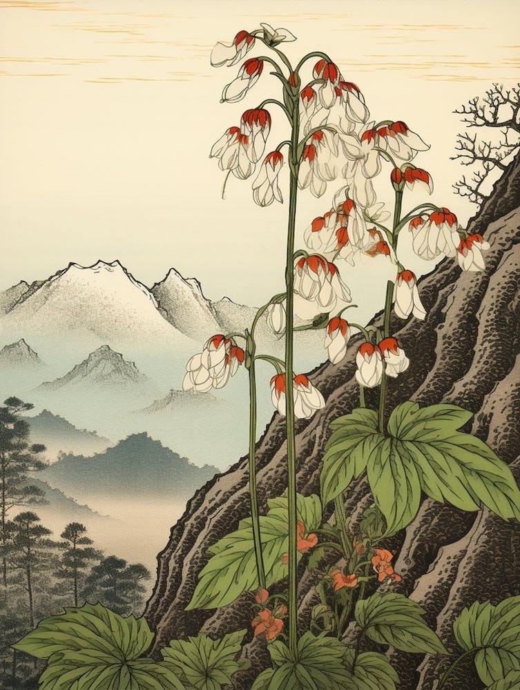 Yukiyanagi Perce-neige Illustration Botanique Japonaise