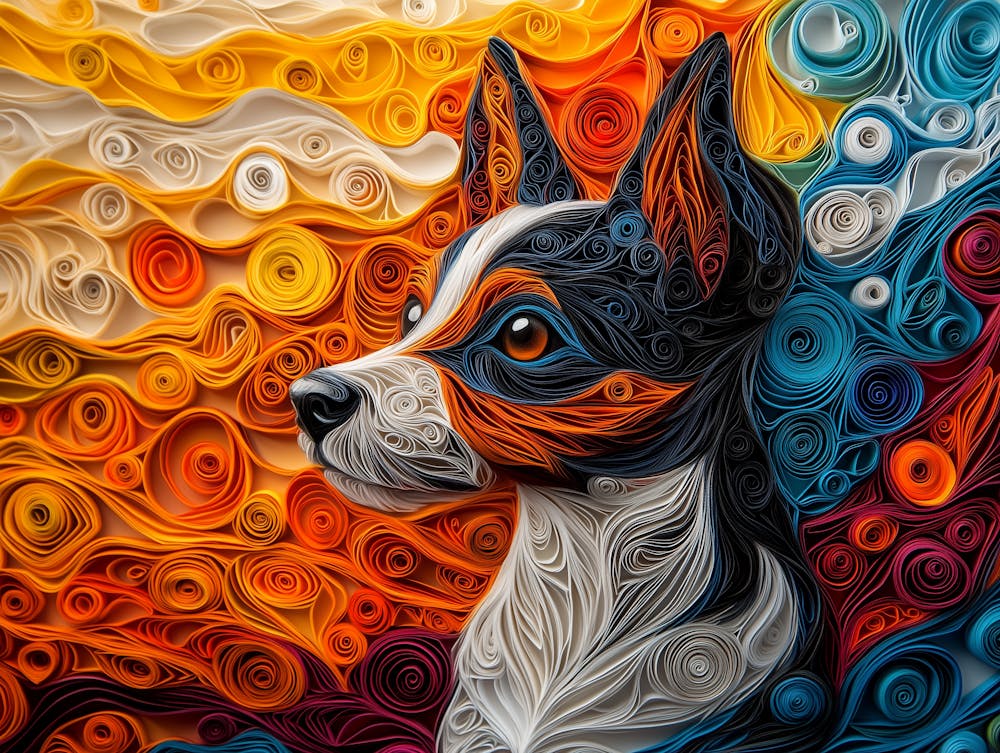 Brazilian Terrier Paper Quill Dog Portrait