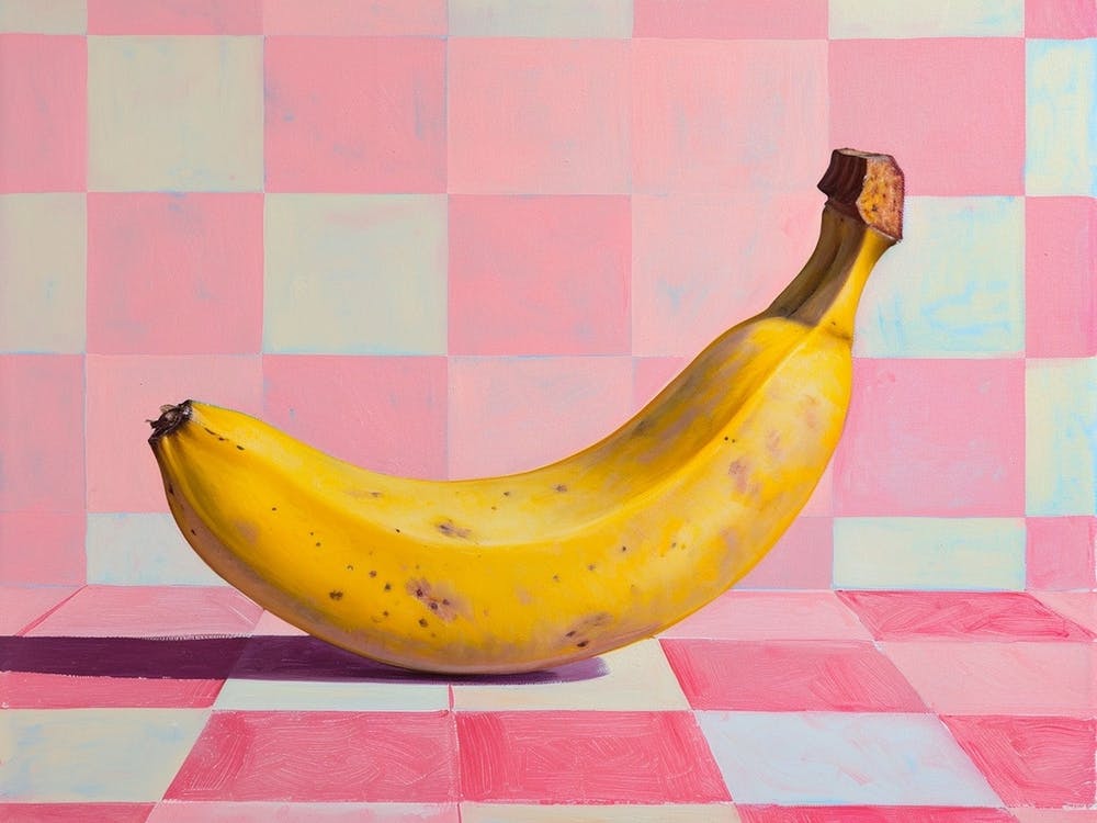 Banana Still Life Pink Checkerboard 2