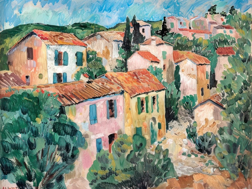 Village Streets Painting Inspired By Paul Cezanne