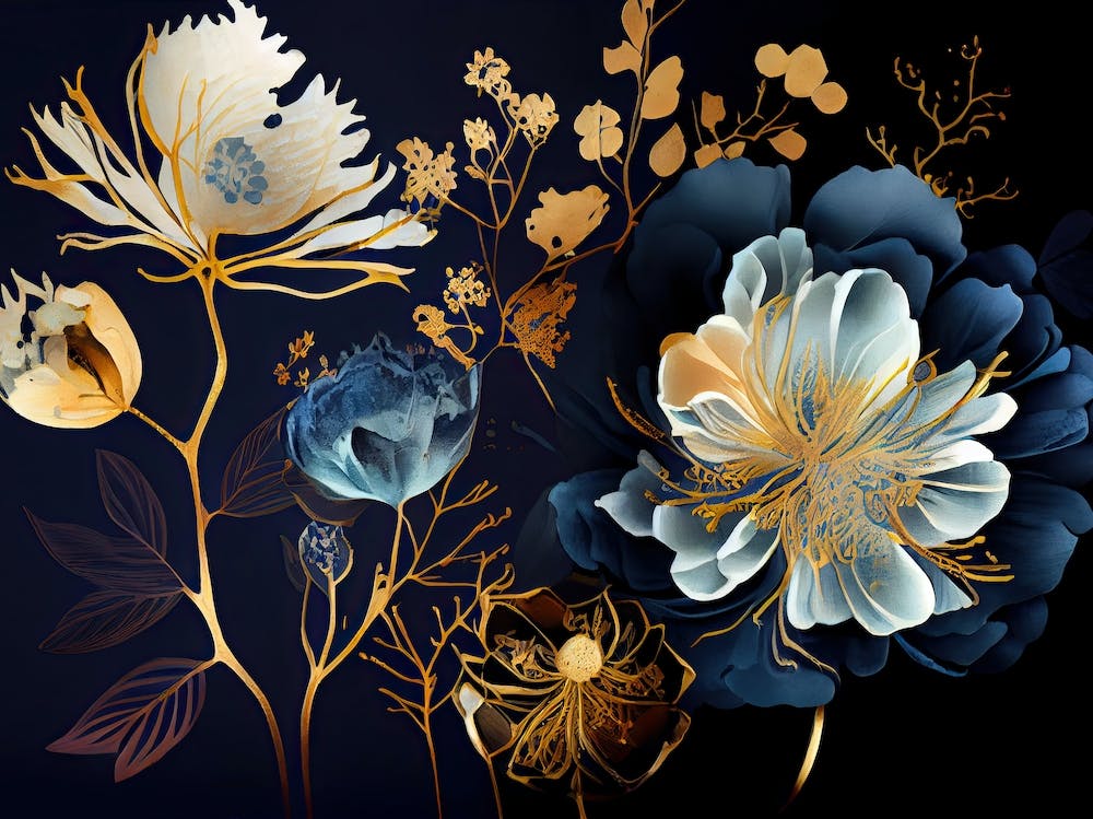 Blue And Gold Flowers 3