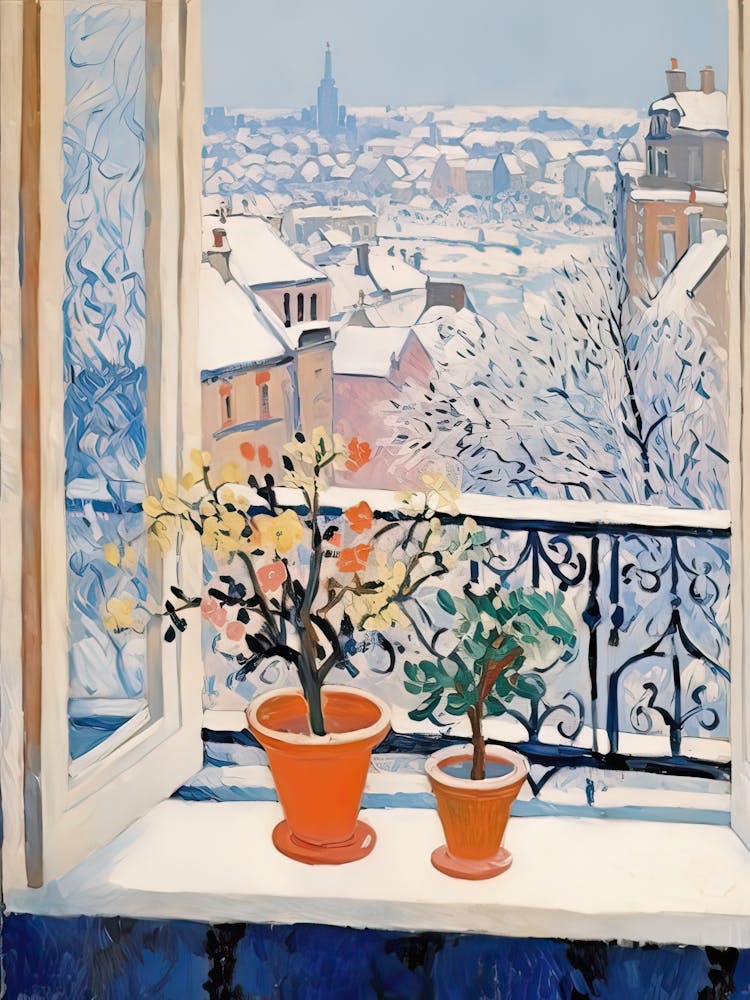 The Windowsill Of Budapest   Hungary Snow Inspired By Matisse 1