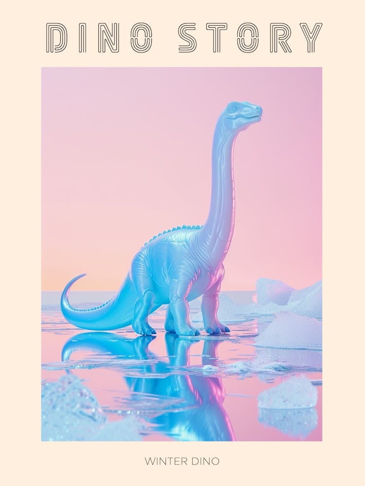 Pastel Toy Dinosaur In A Icy Landscape 2 Poster