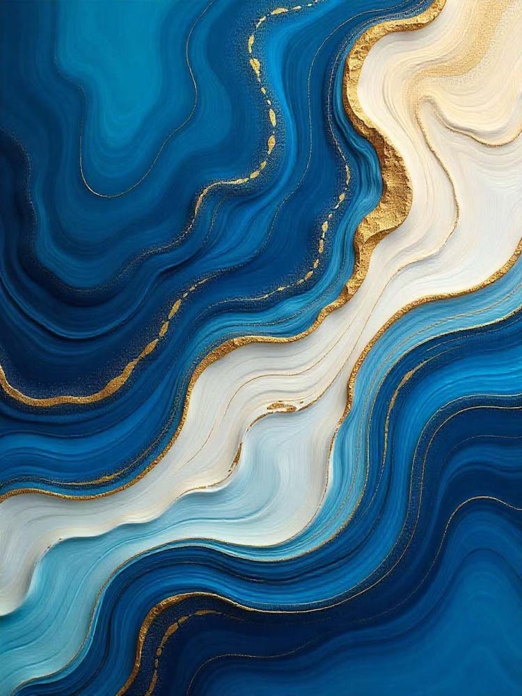 Blue And Gold Abstract Painting 1