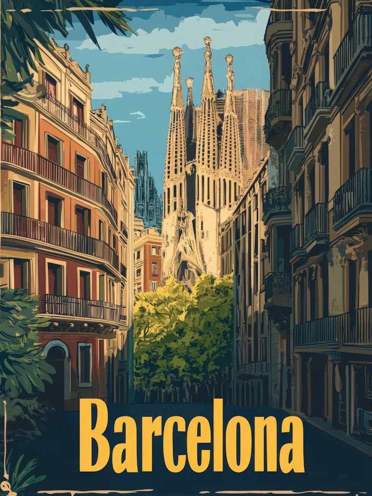 Aihrgdesign A Retro Travel Poster For Barcelona Featuring The F6bca72e D5a7 4720 B276 F77bf763e66b 2