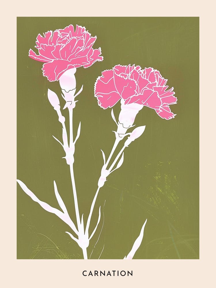 Pink & Green Carnation 1 Flower Poster