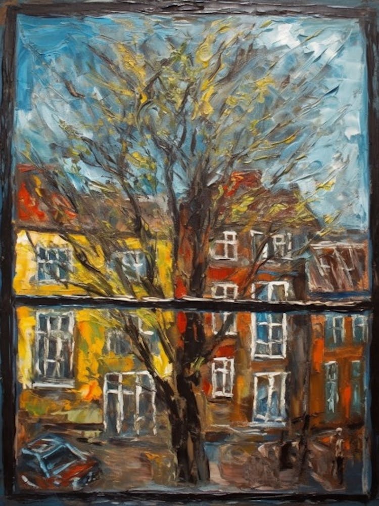 Window View Of Copenhagen Denmark In The Style Of Expressionism 3