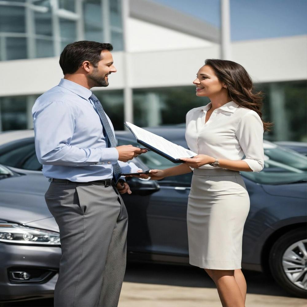 Man And Woman Talking About Cars