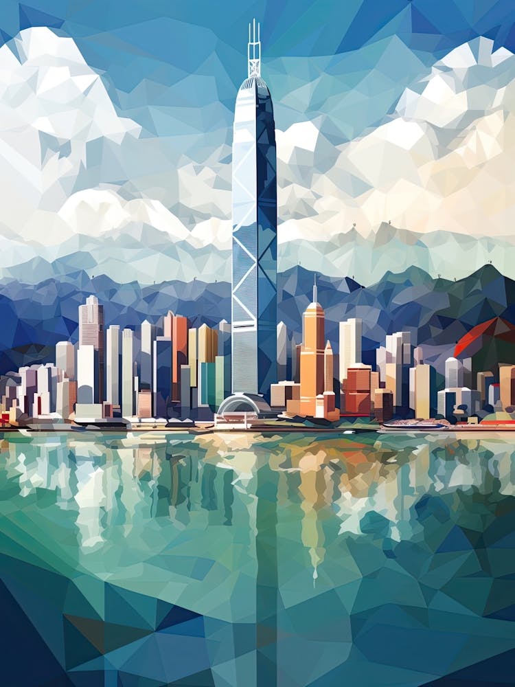 Hong Kong, China, Geometric Illustration 2