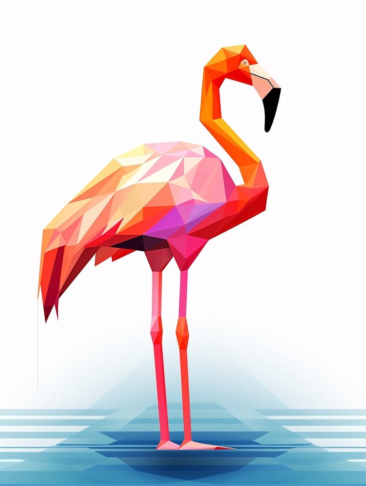 Colourful Geometric Bird Greater Flamingo 3