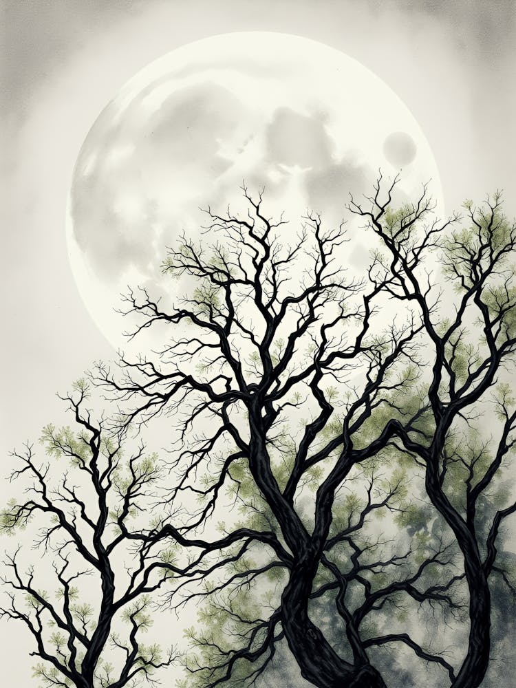 Full Moon Over Trees