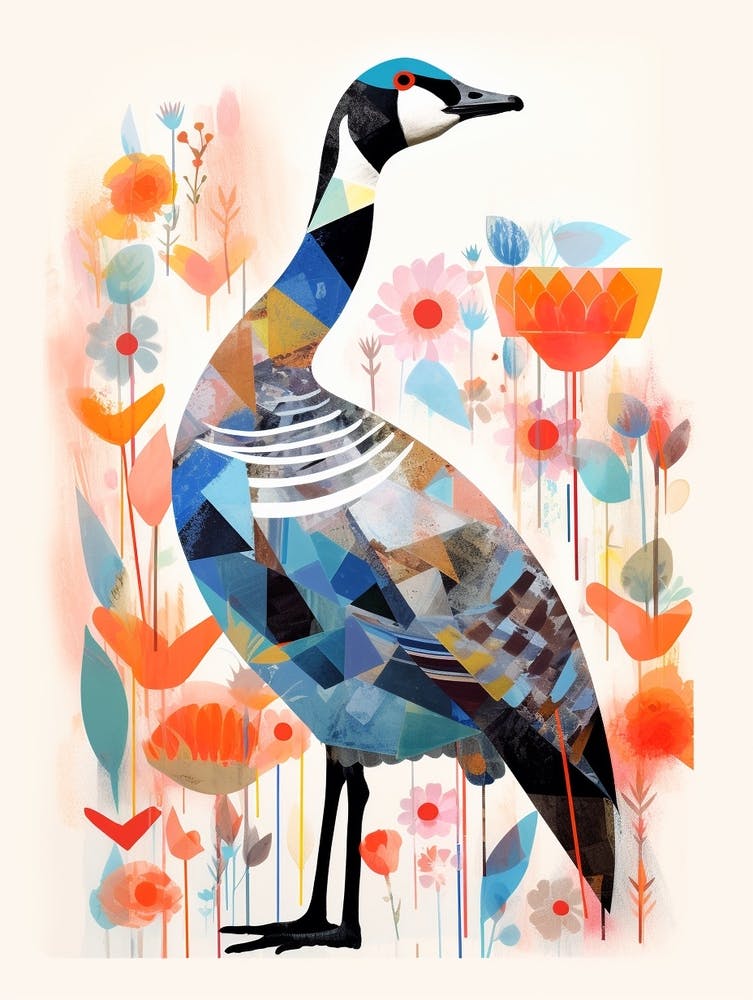 Peinture Collage d'Oiseau Oie 2